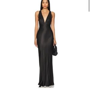 La Lune Plunged Cross Back Maxi Dress